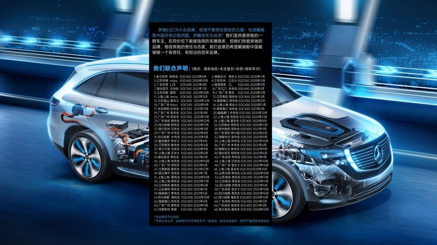 68 Chinese customers accuse Mercedes\-Benz of concealing issues with the EQC's electric motors