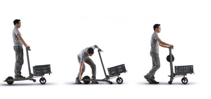 The MIMO C1 foldable e\-scooter transforms into a trolley, is perfect for cargo hauling