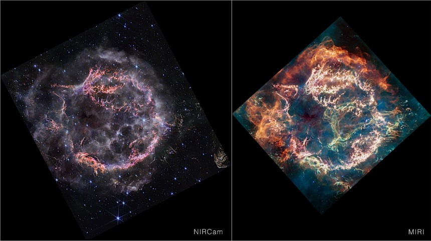 Webb Telescope images of Cassiopeia A
