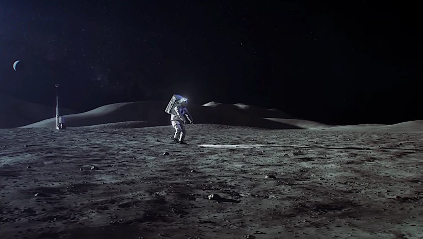 Artemis III astronauts on the moon \(rendering\)