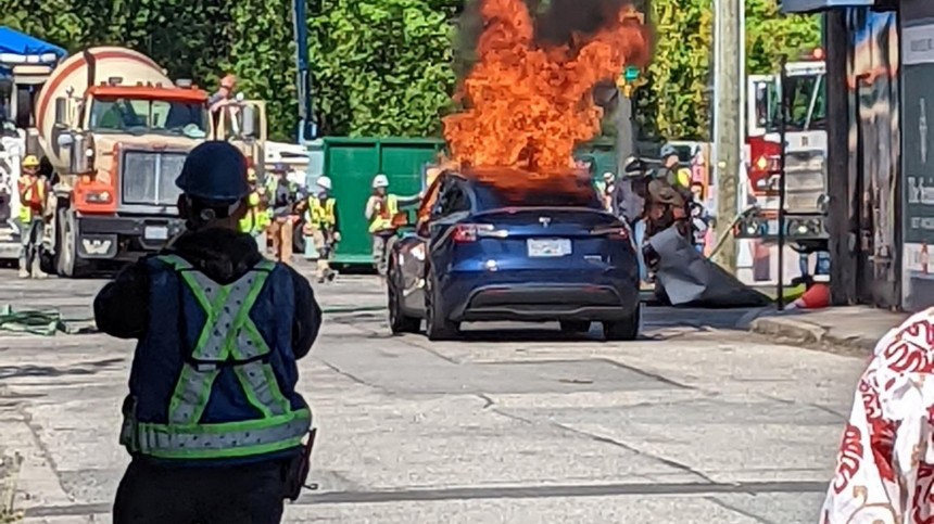 Tesla Model Y catches fire in Vancouver