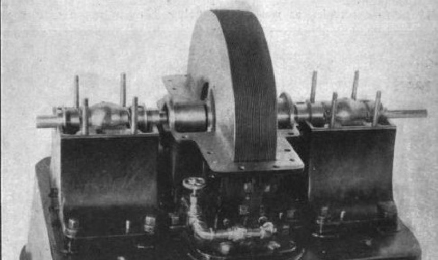 A Tesla Turbine with the top removed for illustration purposes