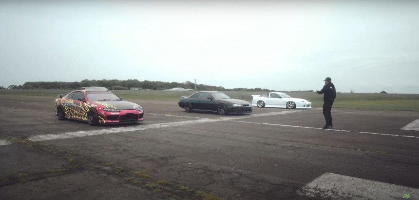 Nissan S\-Chassis Drag Race Lines Up S13, S14 and S15, Winner Takes All