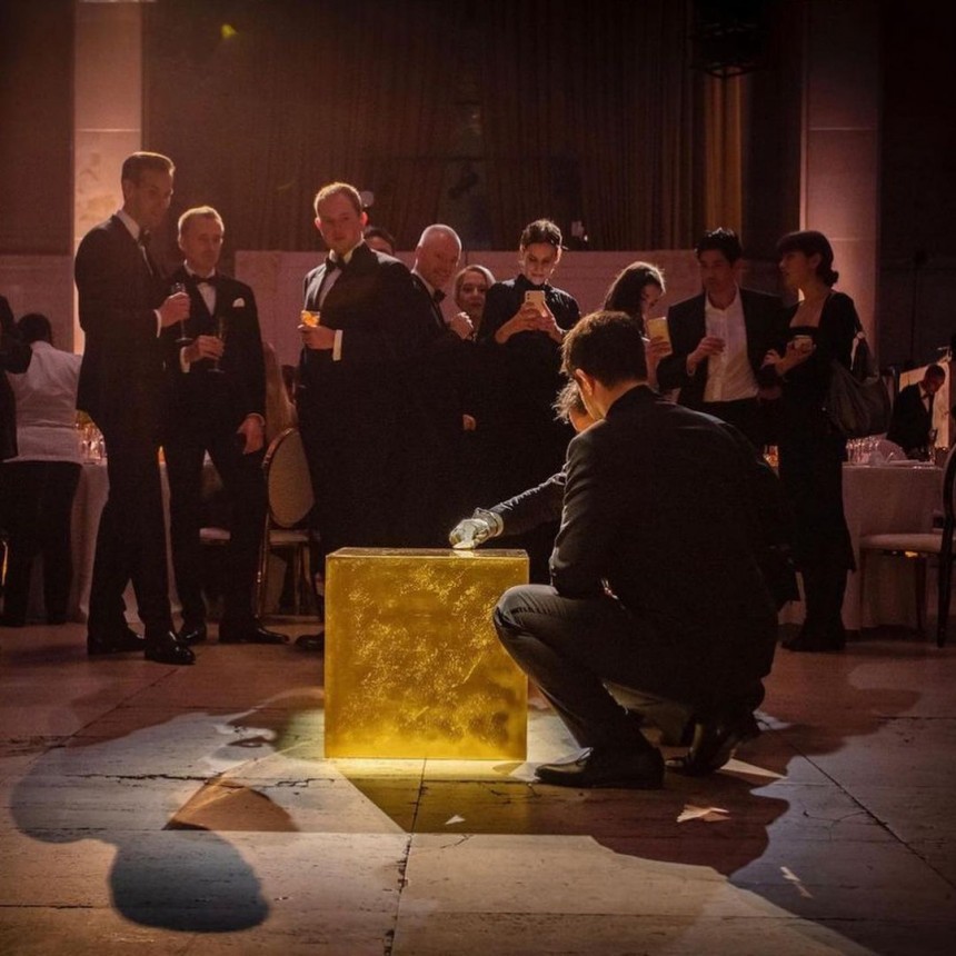 The Castello Cube is a 410\-pound cube made of 24\-karat gold to promote upcoming cryptocurrency and NFTs