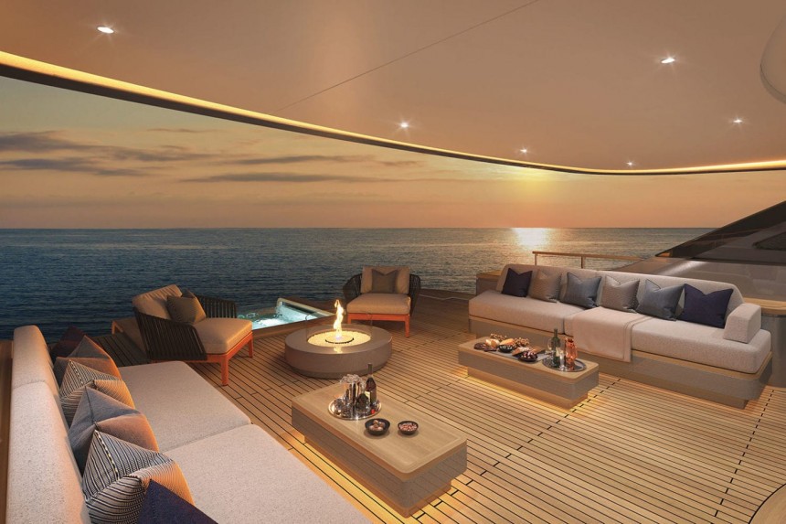 Oasis Deck is a new superyacht feature by Benetti, reinventing the now\-standard beach club on larger yachts