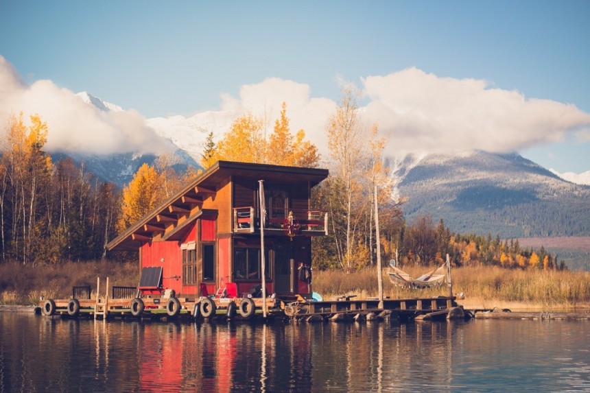The Marge Barge is an off\-grid float house that started out as a family vacation cottage