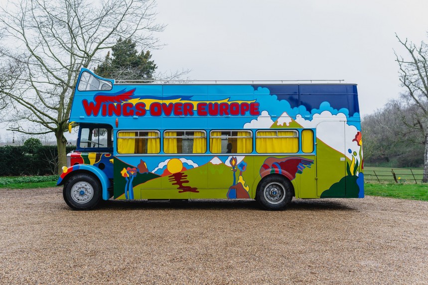 1953 Bristol double\-decker bus used by Paul McCartney and Wings for their 1972 "Wings Over Europe" tour