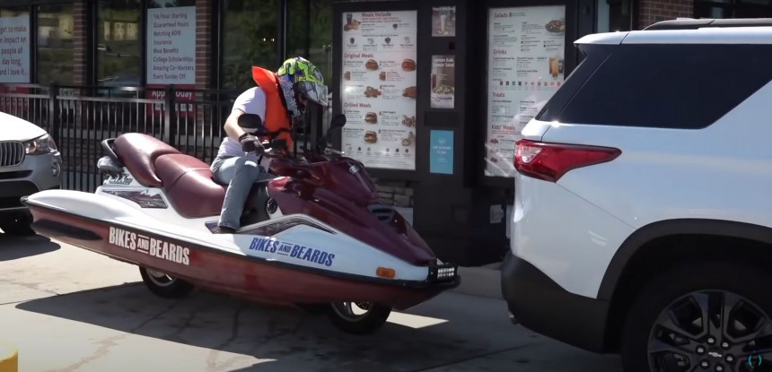 Jet Ski Motorcycle Conversion On Highway Is Too Weird For Cops To