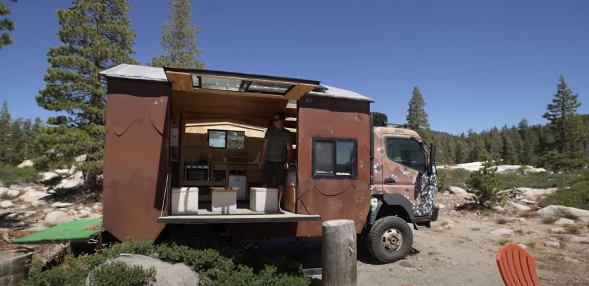 Pro snowboarder turns 2015 Mitsubishi Fuso into a lovely off\-grid tiny home