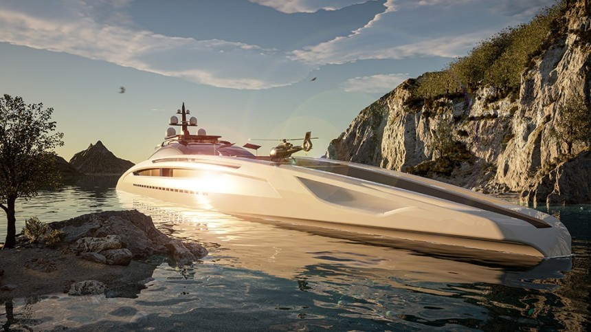 Project Sunrise proposes a gorgeous, surprisingly elegant 443\-foot gigayacht that's like a floating luxury resort
