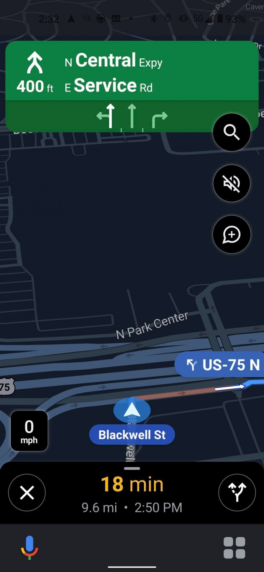 Modo de conducción de Google Maps