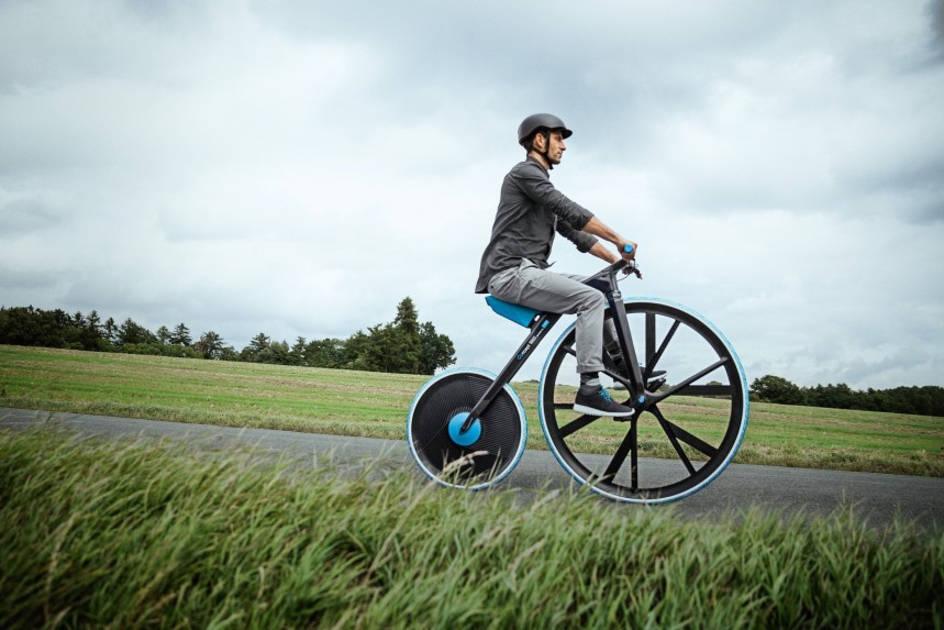 The Concept 1865 concept bike is an electric penny\-farthing, made with innovative plastics and fully functional
