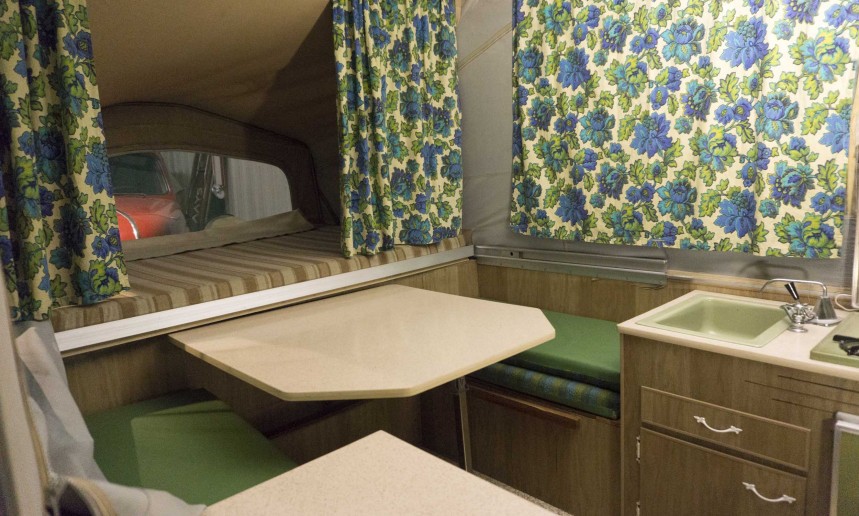 The 1968 Jayco Jayhawk Convertible Camper, on display at the RV/MH Hall of Fame Museum
