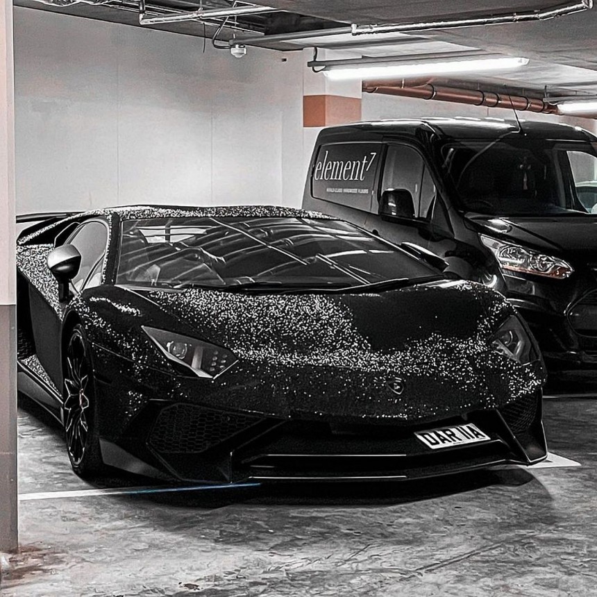 Daria Radionova is now on her fourth Swarovski\-covered car, a Lamborghini Aventador known as "The Panther"
