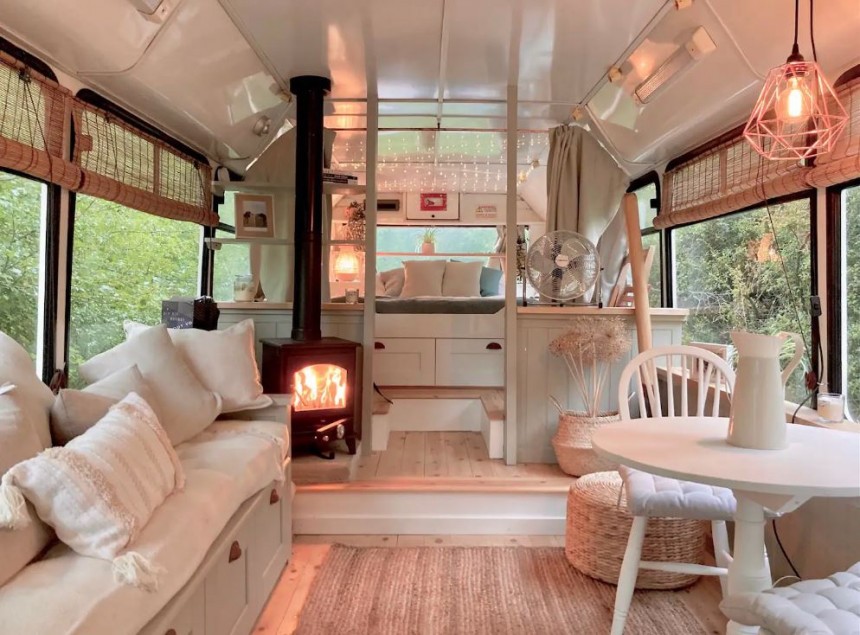 City bus conversion is a permanent, non\-movable tiny home