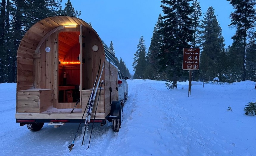The SaltSaun is a mobile sauna with off\-grid and off\-road capabilities