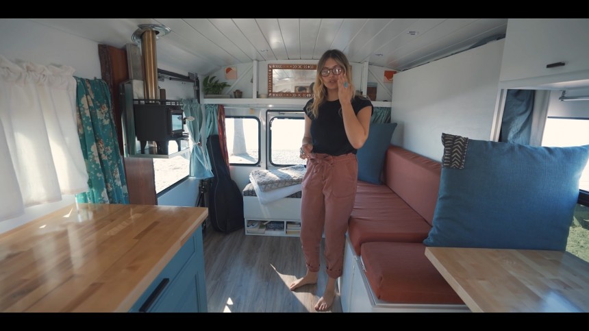 School Bus Turned Tiny Home Boasts an Open Concept Interior With a Space\-Efficient Design