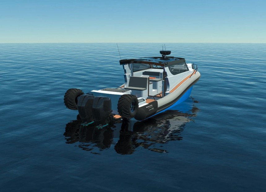 The 12m Cabin RIB from Sealegs is the world's largest amphibious production boat