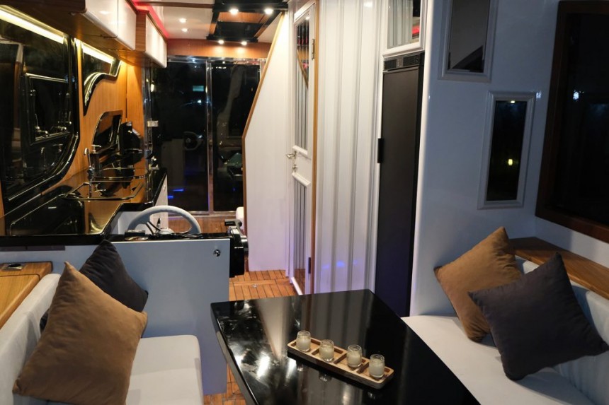 The SealVans 7\.5m is a fancy travel trailer that doubles as a boat for the family vacation