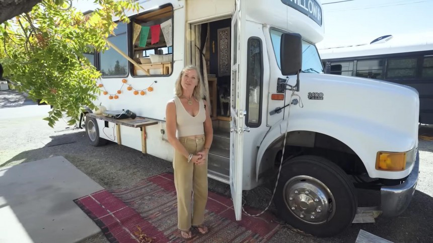 Shuttle Bus Becomes a Charming Bohemian Tiny Home With Major Off\-Grid Power