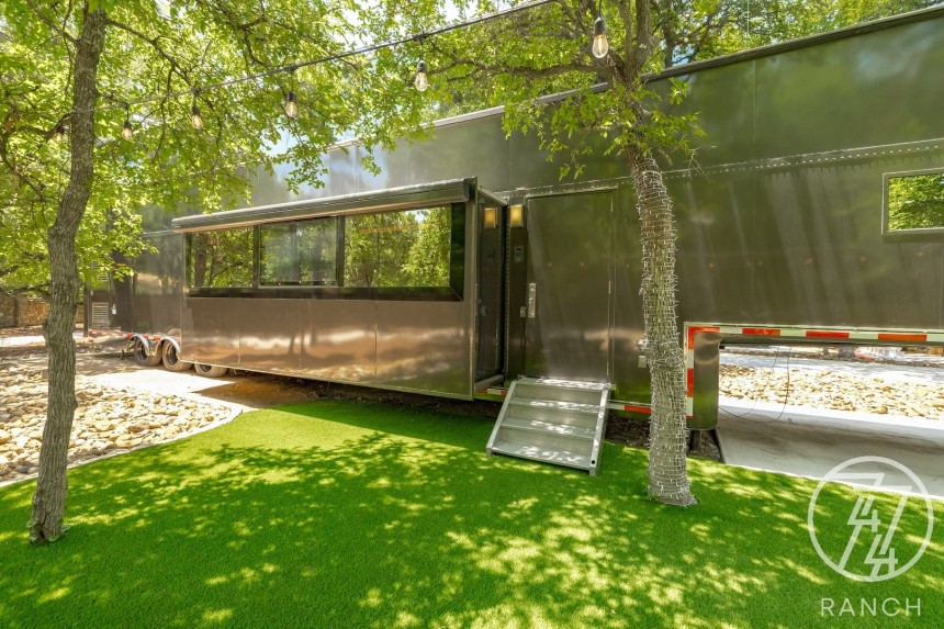 The Studio is a glamping unit formerly used by Simon Cowell as his production trailer, the famous \$2 million Hollywood
