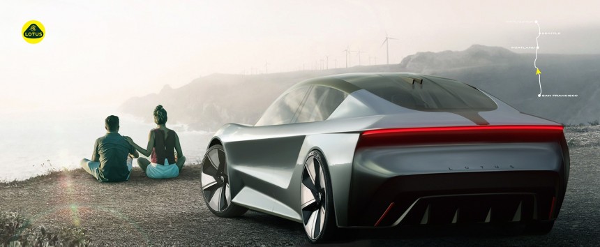 Lotus Evisa electric sedan design study by Forest Yang