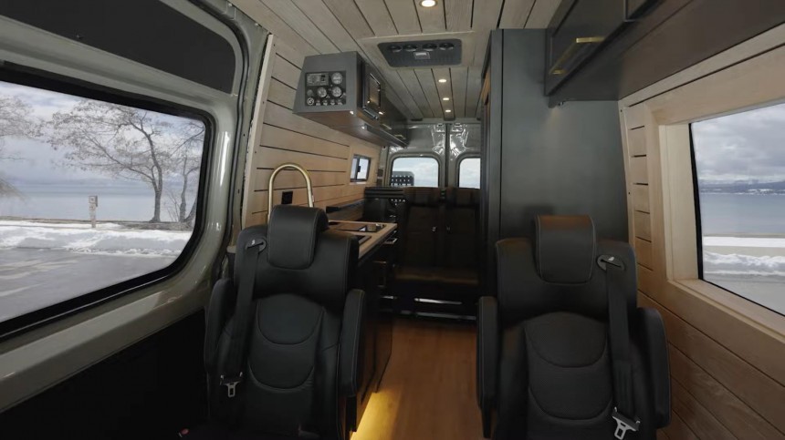 Off\-Road Camper Van Conversion Can Seat and Sleep Six in a Cleverly Designed Living Space
