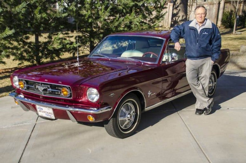 Grant Martin and his 1964\.5 Ford Mustang he had since new \(pictured April 2014\)