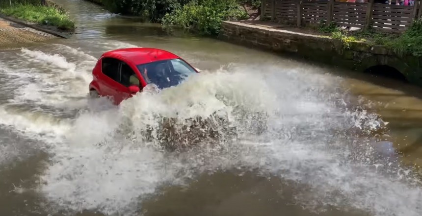 Flooded ford crossing mayhem