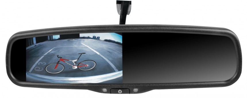 Back\-up camera with display integrated into rear\-view mirror