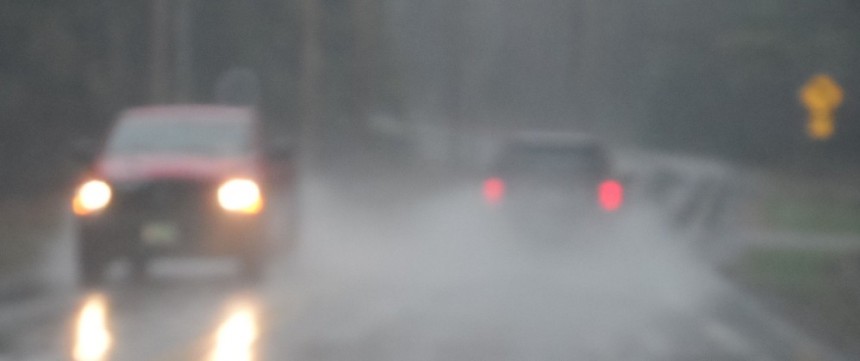 Driving in the rain and fog