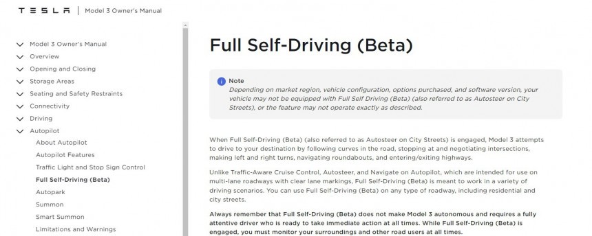 Tesla adds FSD Beta section to owner's manuals in Europe