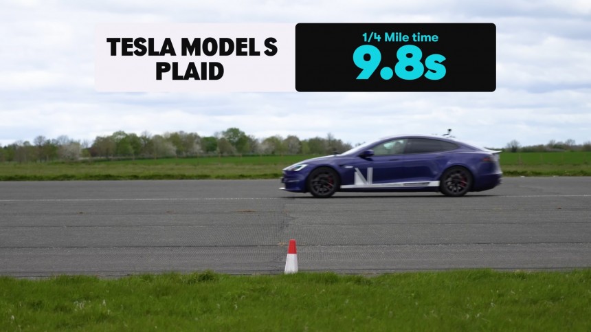 Lamborghini Revuelto vs\. Tesla Model S Plaid Drag Race