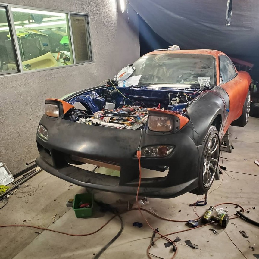 Tesla\-swapped Mazda RX\-7 FD "Project Lithium" \(@tsla_rx7 on Instagram\)