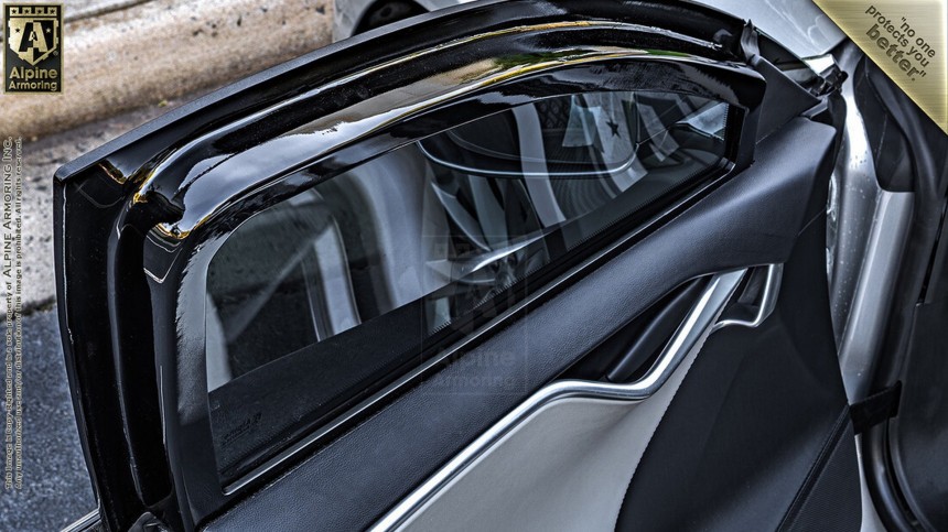 This is how the Model S frameless doors look after getting armored frames from Alpine Armoring