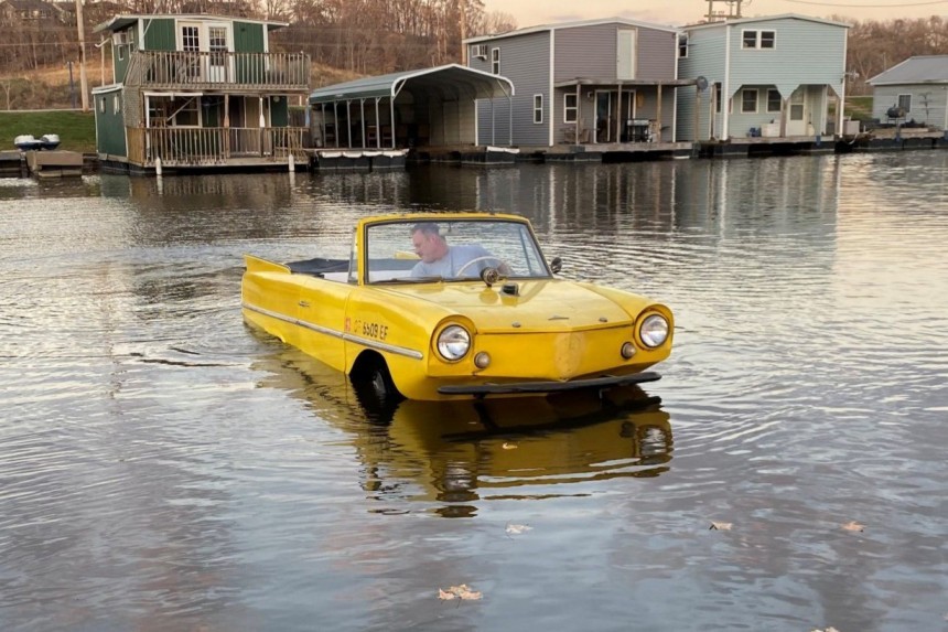 A 1967 Amphicar is being offered at auction, in need of some TLC before it hits the road \(and water\) again
