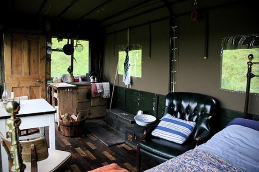 The Beermoth is an ex\-military Commer Q4 fire truck turned into a most unique glamping unit in Scotland