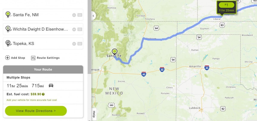 MapQuest route planning