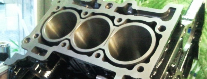 Engine block exihibit of 1\.0\-liter EcoBoost unit from Ford \- for illustration purposes only