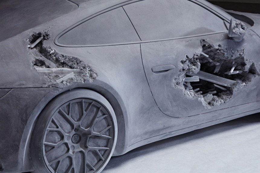 The Ash & Pyrite Eroded Porsche, another Future Relic by Daniel Arsham