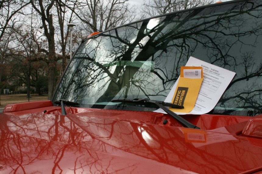 Parking tickets on a vehicle