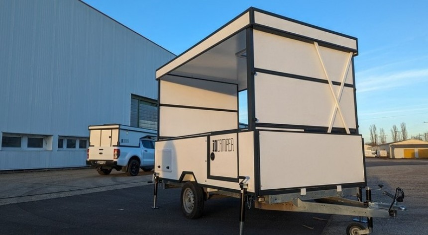 The ioCamper Caravan II is the most basic shelter in a very compact, transforming module