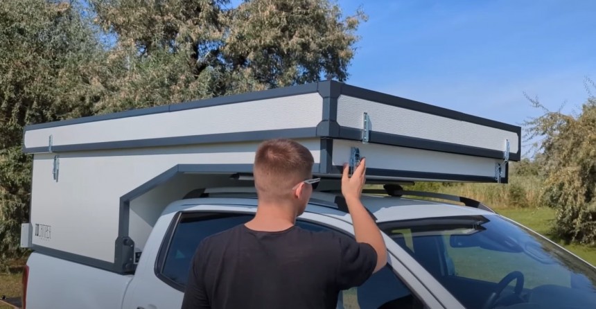 The ioCamper Truck II puts a small, all\-weather shelter in the bed of your pickup, ready to use in 5 minutes