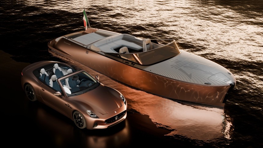 Maserati Tridente is an all\-electric luxury dayboat designed to match the GranCabrio Folgore