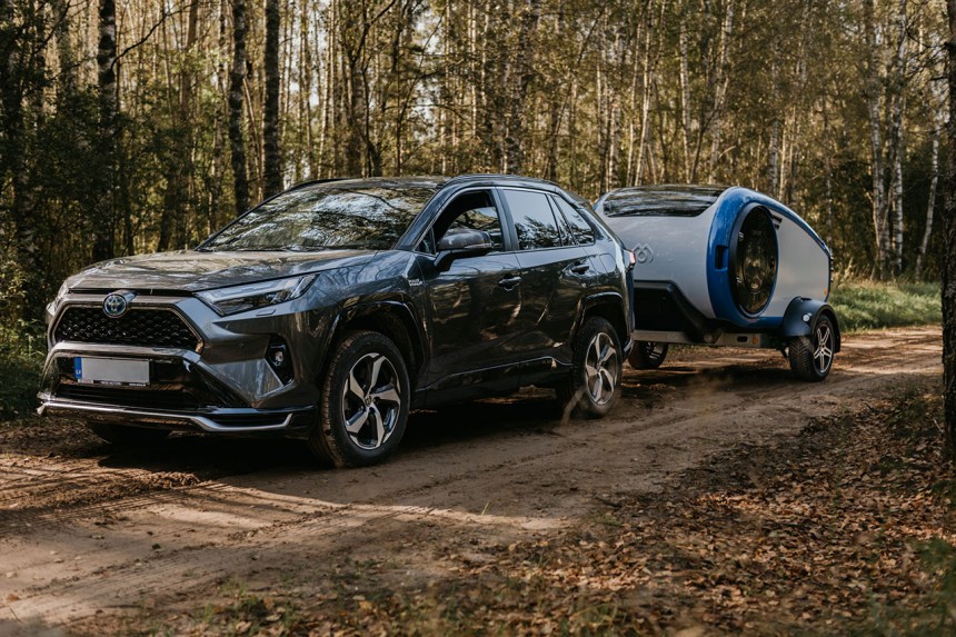 The Mink\-E teardrop trailer is designed for EV towing, is lighter, more sustainable, and more expensive