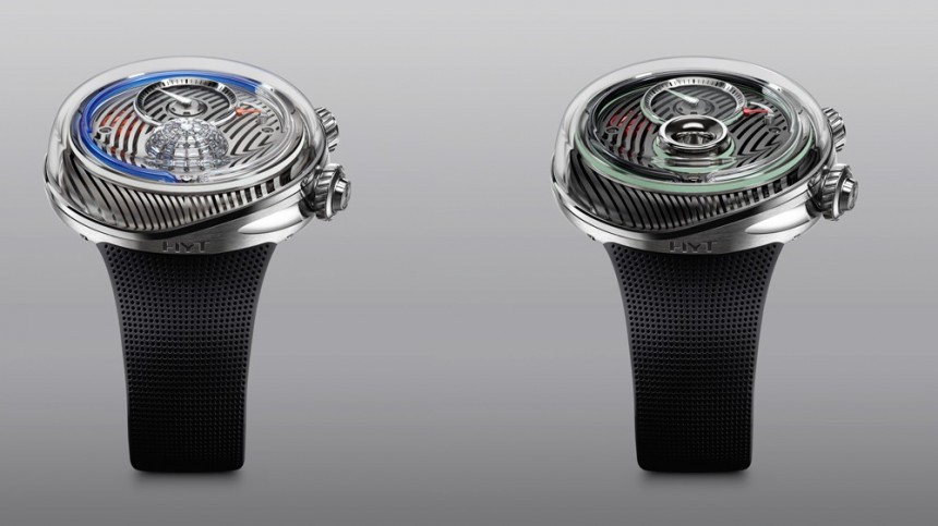 Both versions of the HYT Flow watch