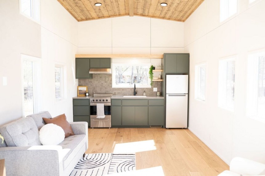 Pisgah's small park features a built-in porch in the center of the trailer, creating a more defined space