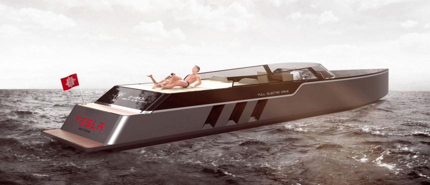 The Tesla E\-Vision GT Boat concept delivers 40\+\-knot top speed, is all green