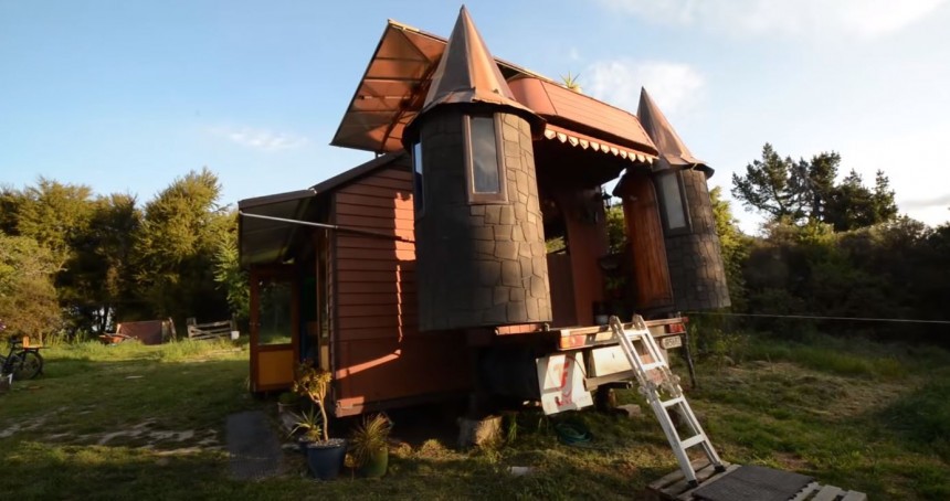 The Castle RV is an old Bedford truck that becomes a magical, self\-sufficient castle at camp