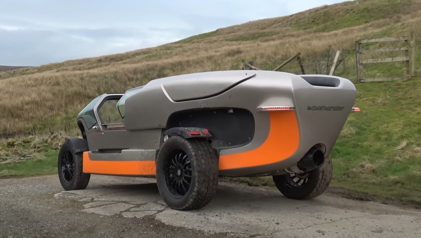 This is the one-off TVR Scamander prototype, a functional amphibious off-roader with multiple functionality